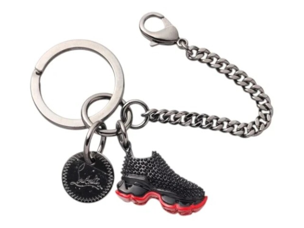 7513 - Christian Louboutin Spike Sneaker Keychain Black Red Sole
